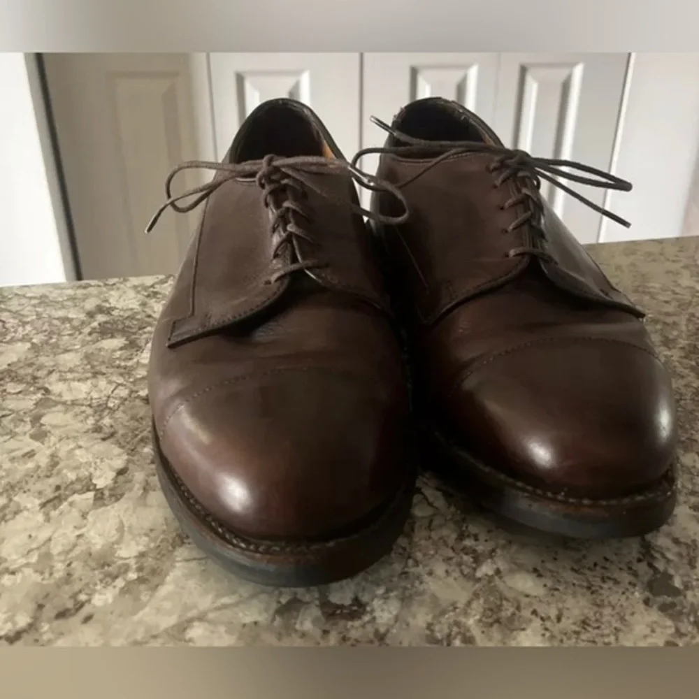Allen Edmonds Bergland Brown Leather‎ Cap Toe Derby Dress Shoes 9.5 3E #6551 USA